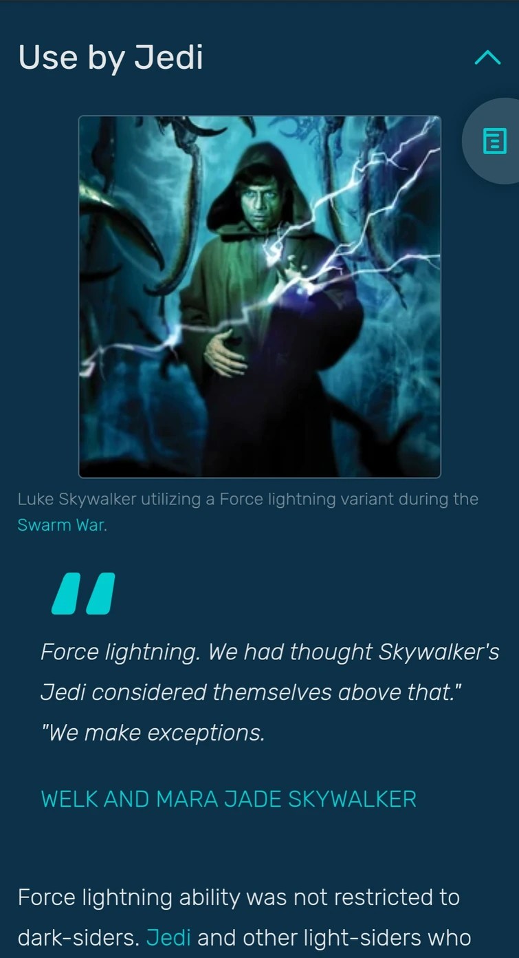 Can Jedi use Force Lightning? Fandom