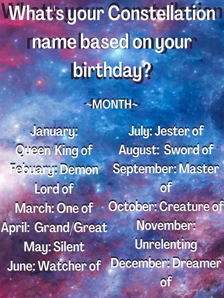 Constellation Name Generator (by birthday) Fandom