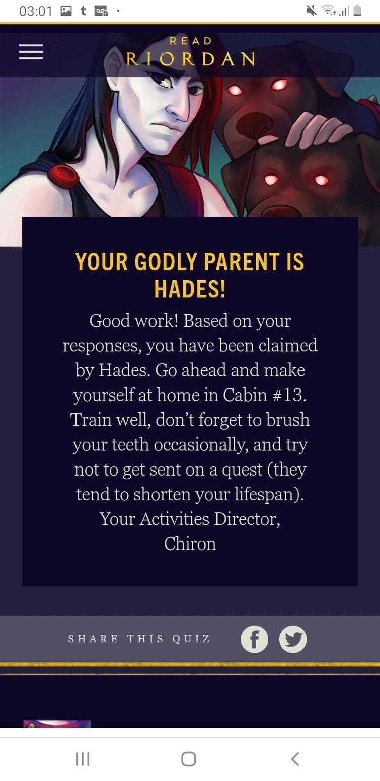 Read Riordan's Official Godly Parent Quiz Fandom