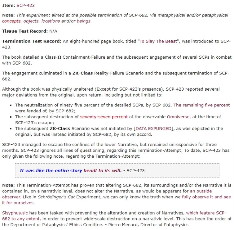 SCP682 (Constant of Termination) Vs SCP3812 Fandom