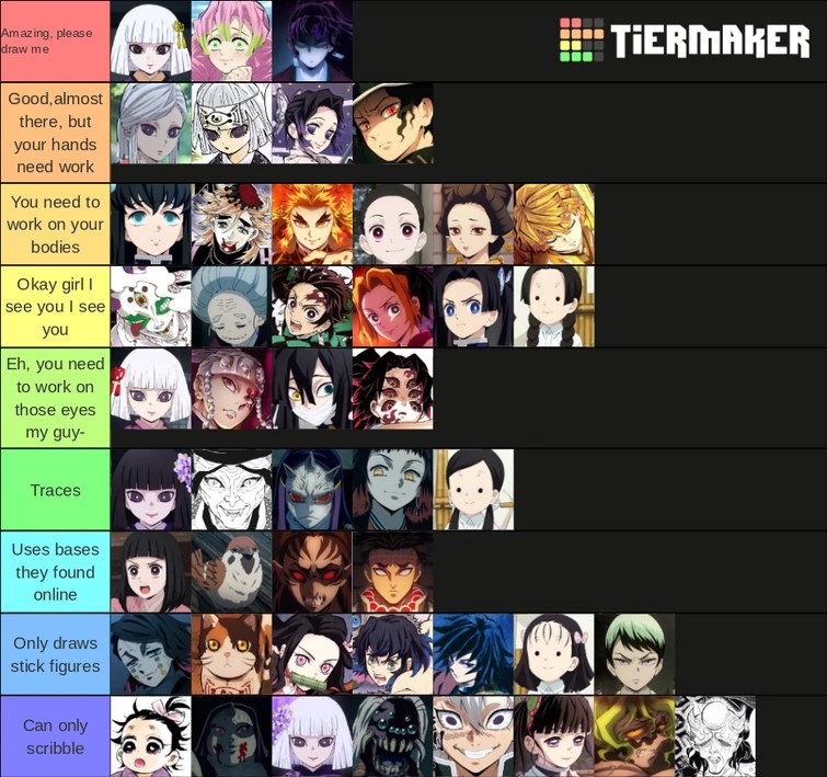 Ranking the demon slayer cast by how good of an artist they would be