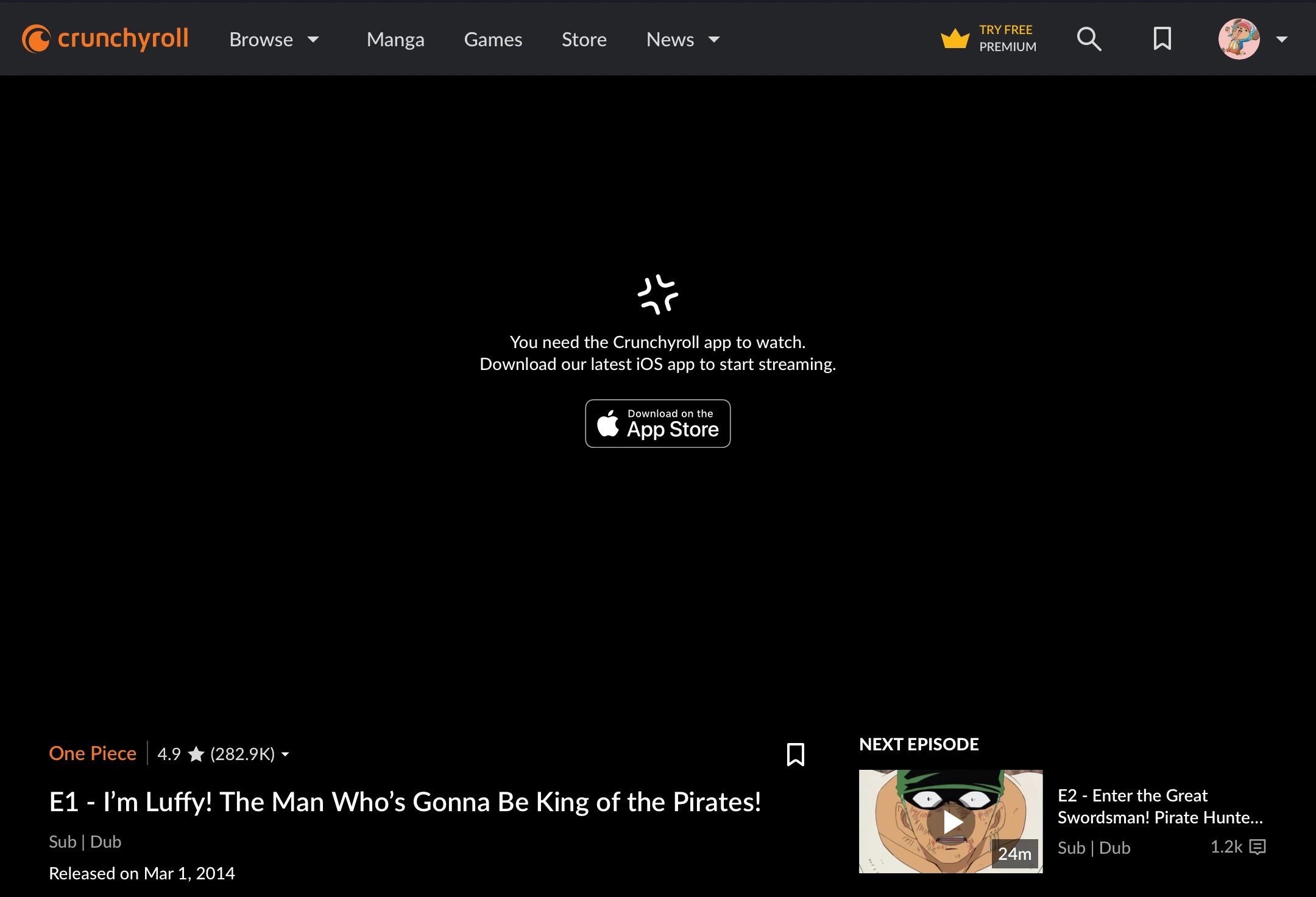 Why can’t I watch one piece on Crunchyroll? Fandom