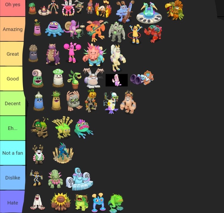 My singing monsters tier list 1.0 Fandom