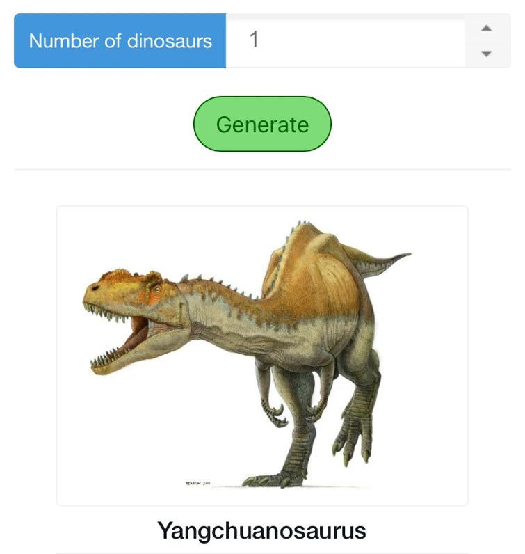 Using a randomized dinosaur generator until it lands on a dinosaur that