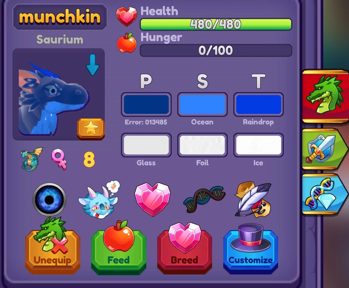 say bye to munchkin, my 1/3 error saur. Fandom