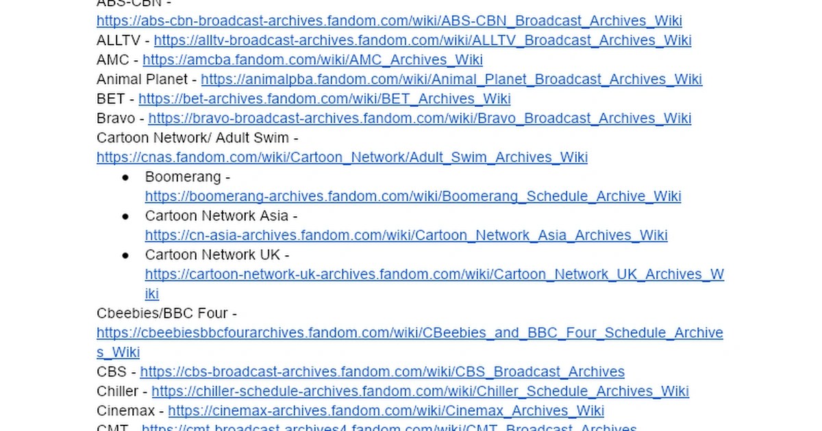 Ultimate Broadcast Archives List By Rtivey Fandom