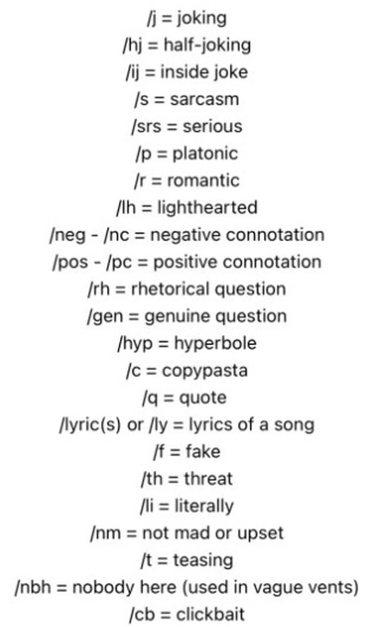 A small list of tone indicators in case you don't know any! Fandom