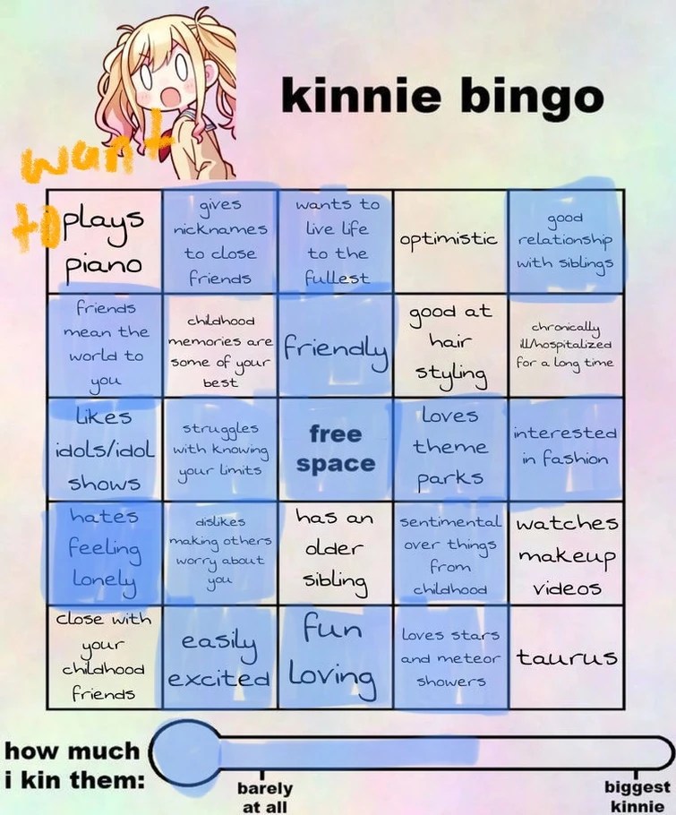 Kinnie bingos w my kins 😻🫶 Fandom