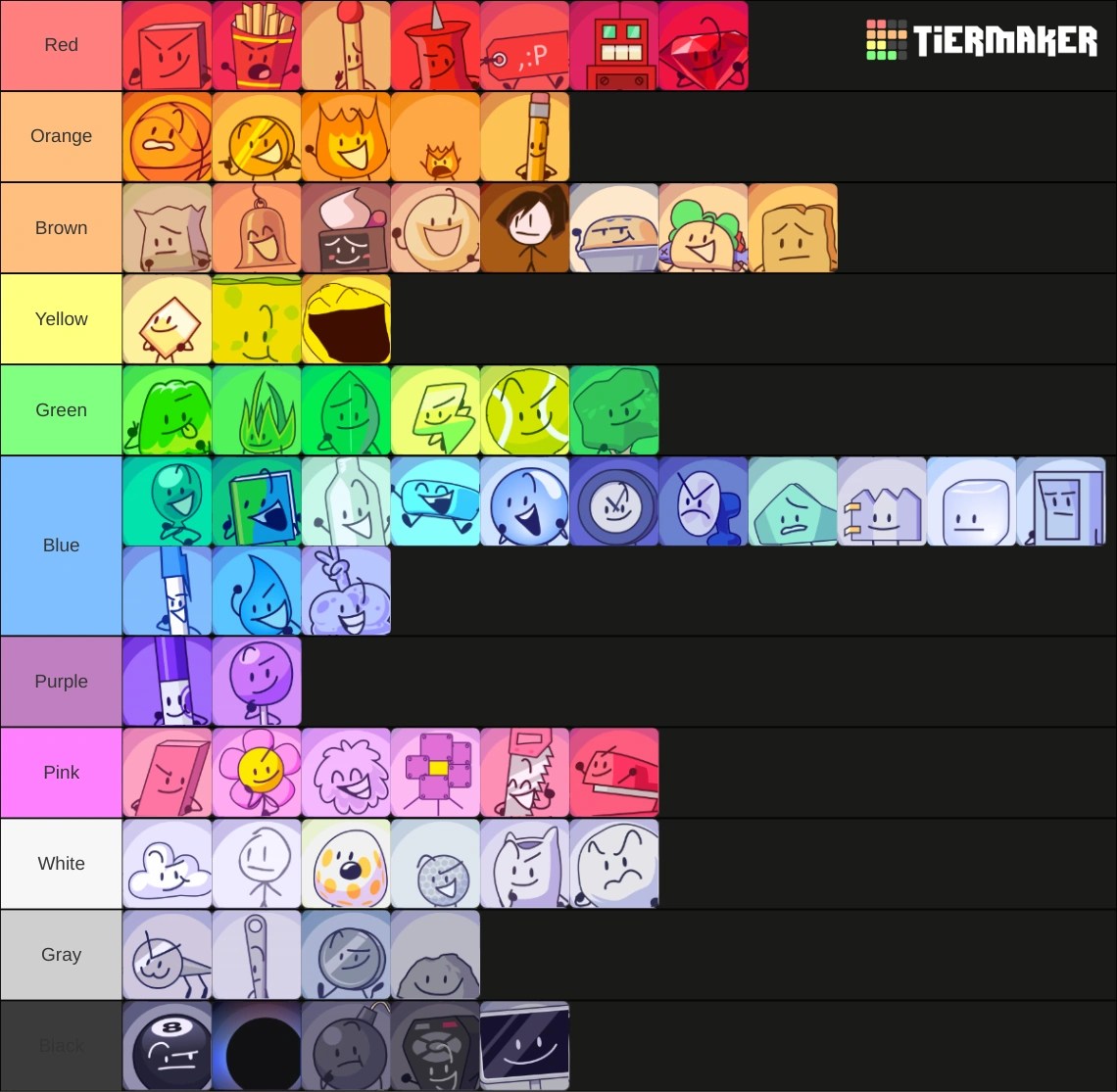 BFB Color Tier List Fandom
