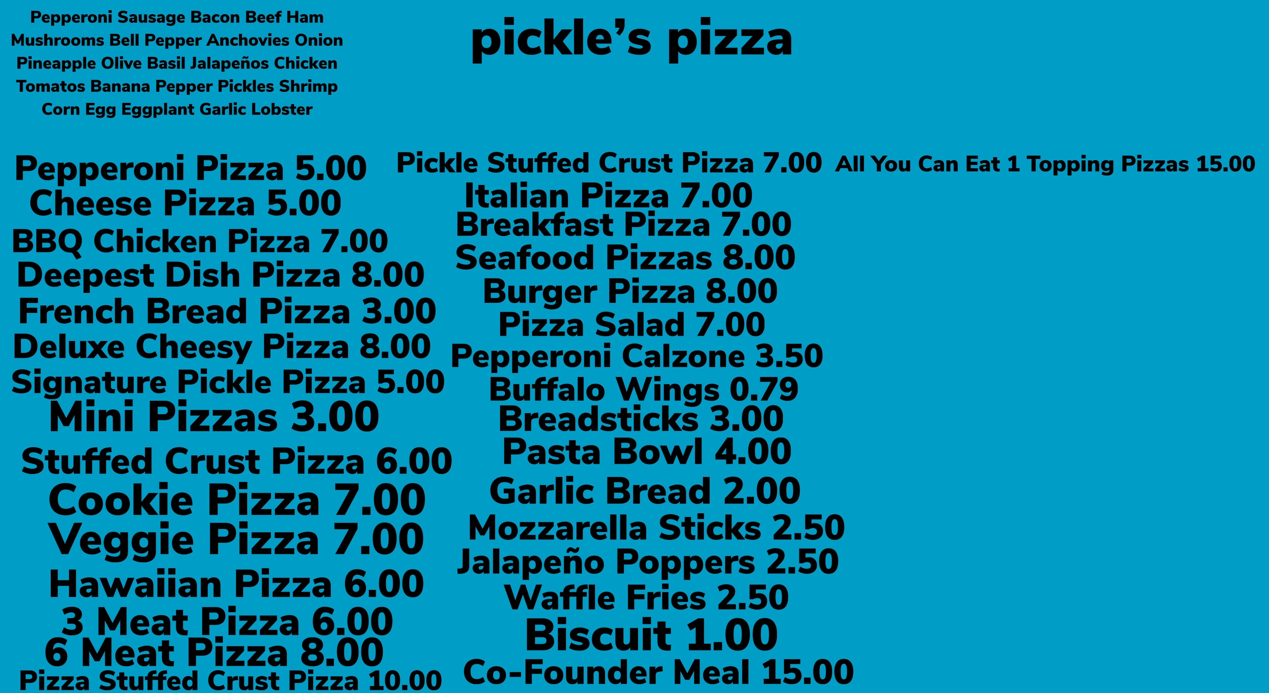My pizza place menu rate 110 Fandom