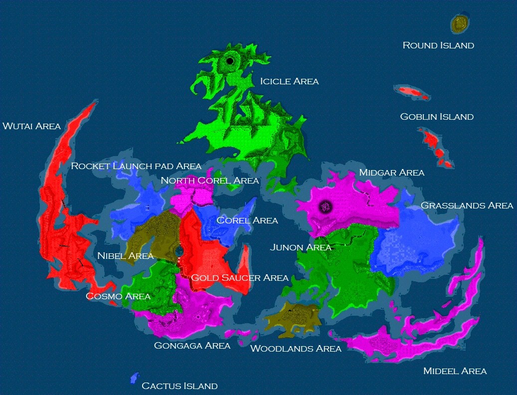 Final Fantasy 7 World Map Final Fantasy VII locations Final Fantasy Wiki Fandom