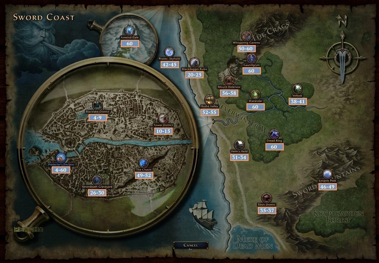 D&D Map Of Neverwinter World Map - Official Neverwinter Wiki