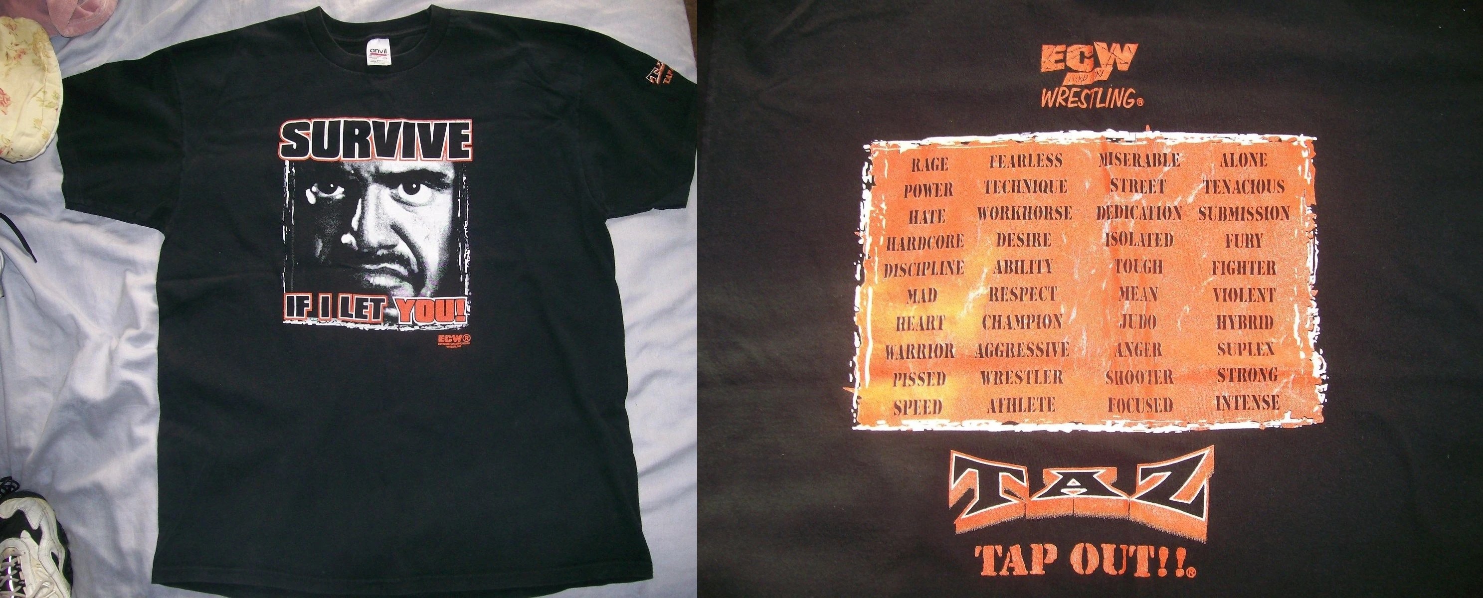 Pin On Quotes Taz "Survive If I Let You" T-Shirt | Pro Wrestling | Fandom