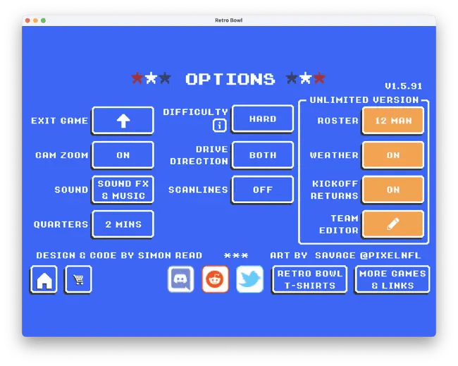 Options Retro Bowl Wiki Fandom