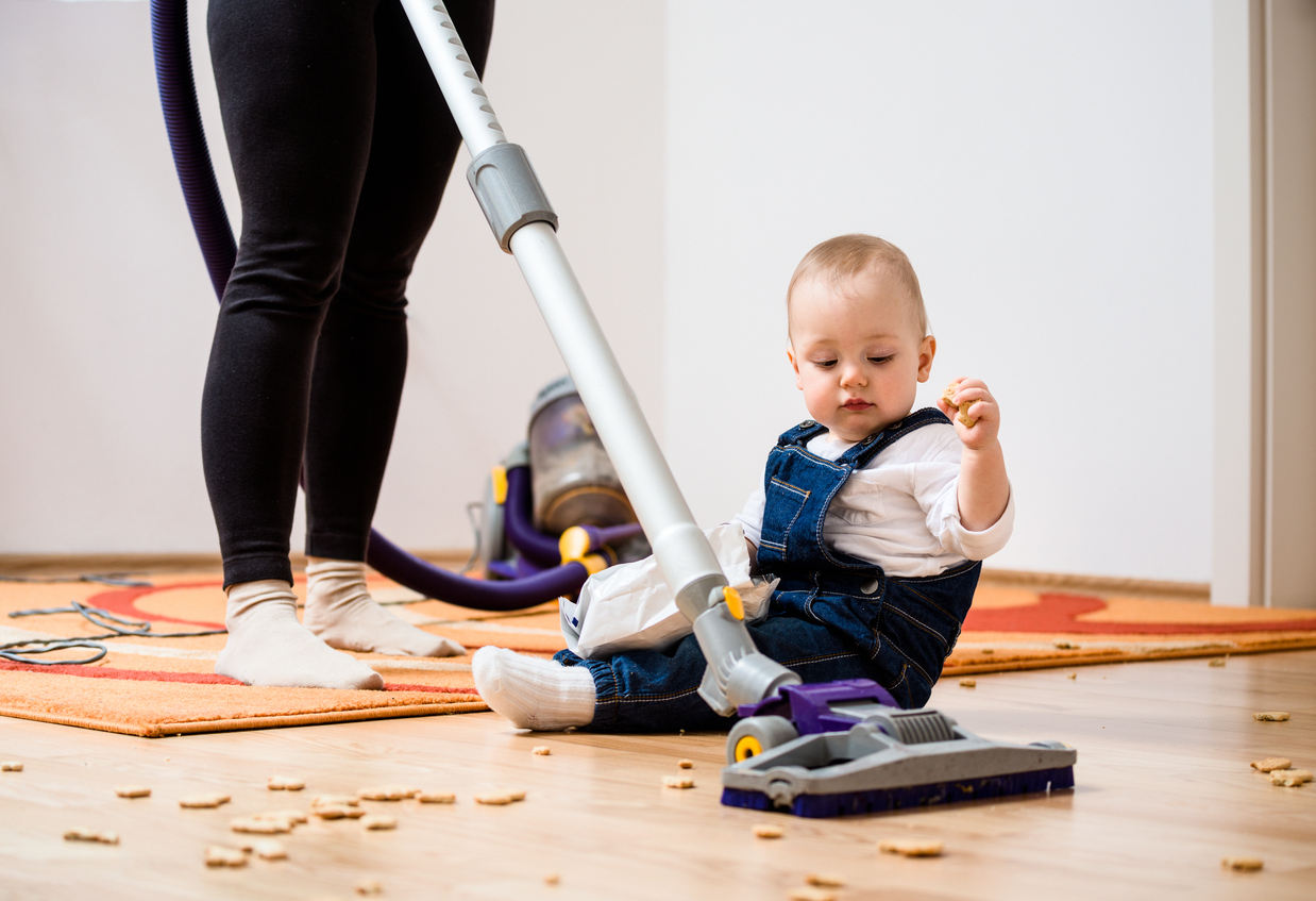 How do I get my daughter comfortable with the noise of a vacuum cleaner