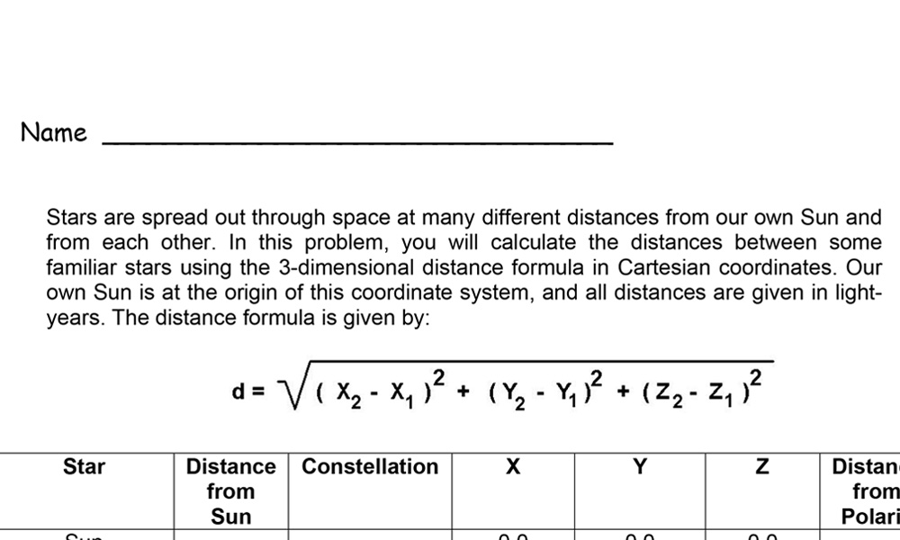 Interstellar Distances Pythagorean Theorem Wisewire