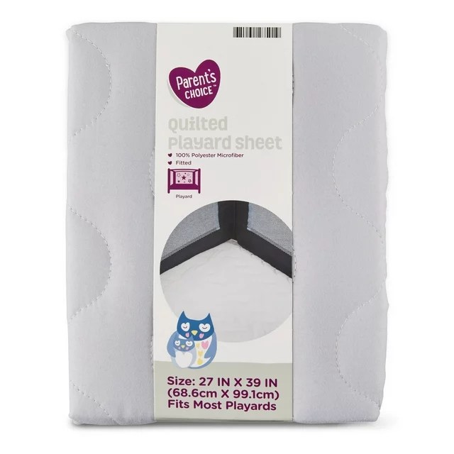 Parent's Choice Quilted Playard Sheet, Gray Bellies & Babies