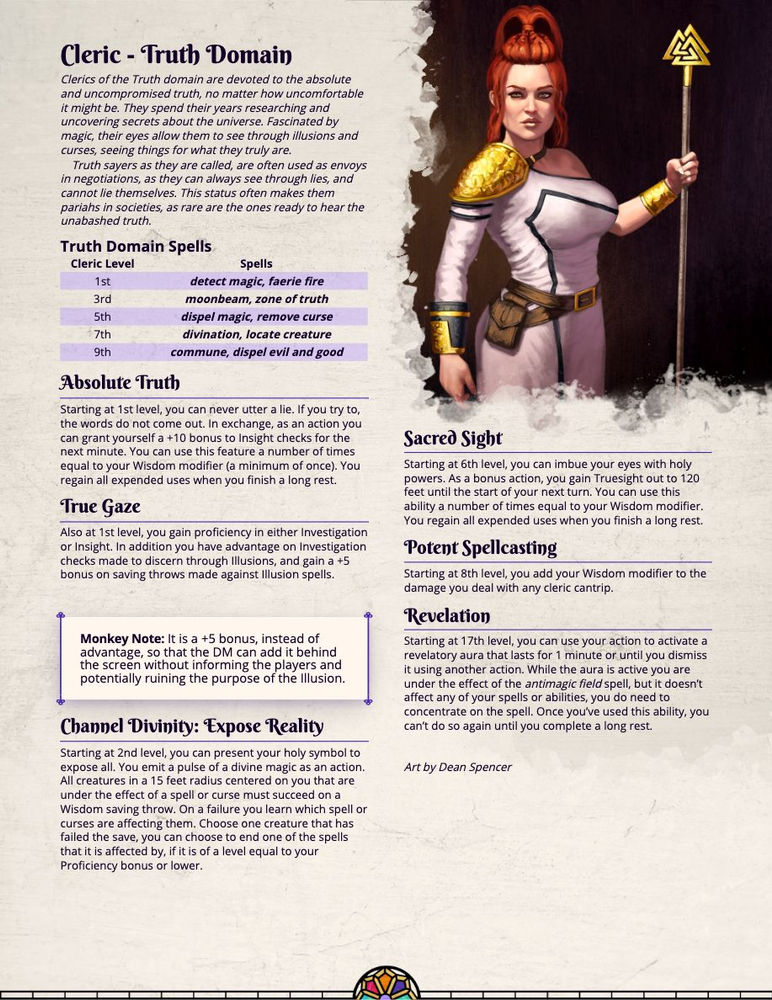Cleric Truth Domain. New Subclass for D&D 5e