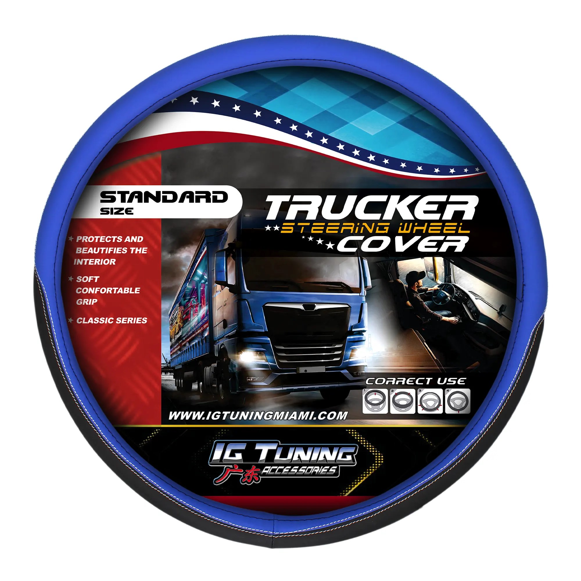 Blue Steering Wheel Cover 19.68 inch IGTuningMiami Car Accessories