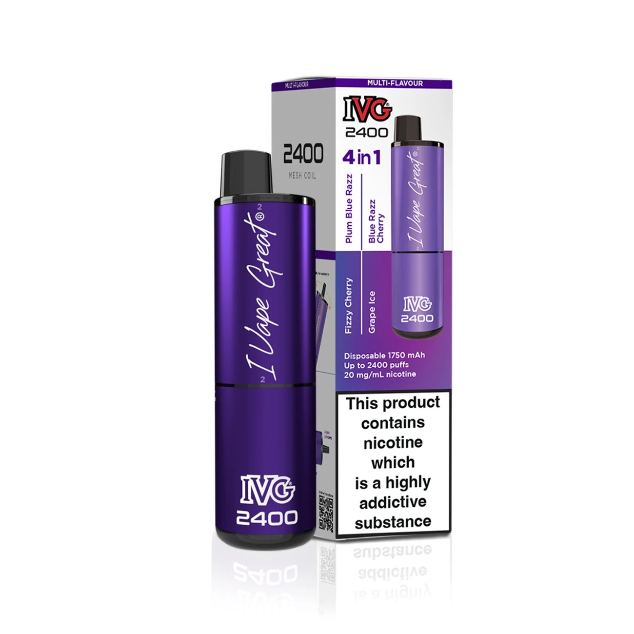 Purple Edition IVG 2400 Disposable Vape Pod (4 in 1 Multi Flavour