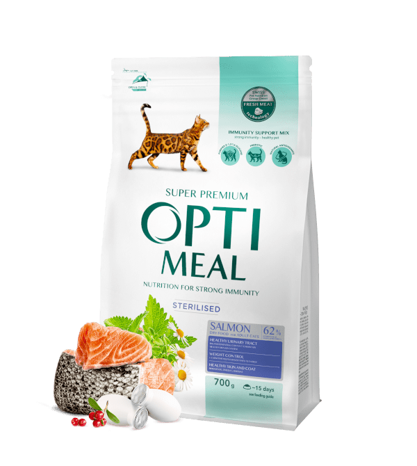 OPTIMEAL Complete dry per food for sterilised cats Salmon Pet