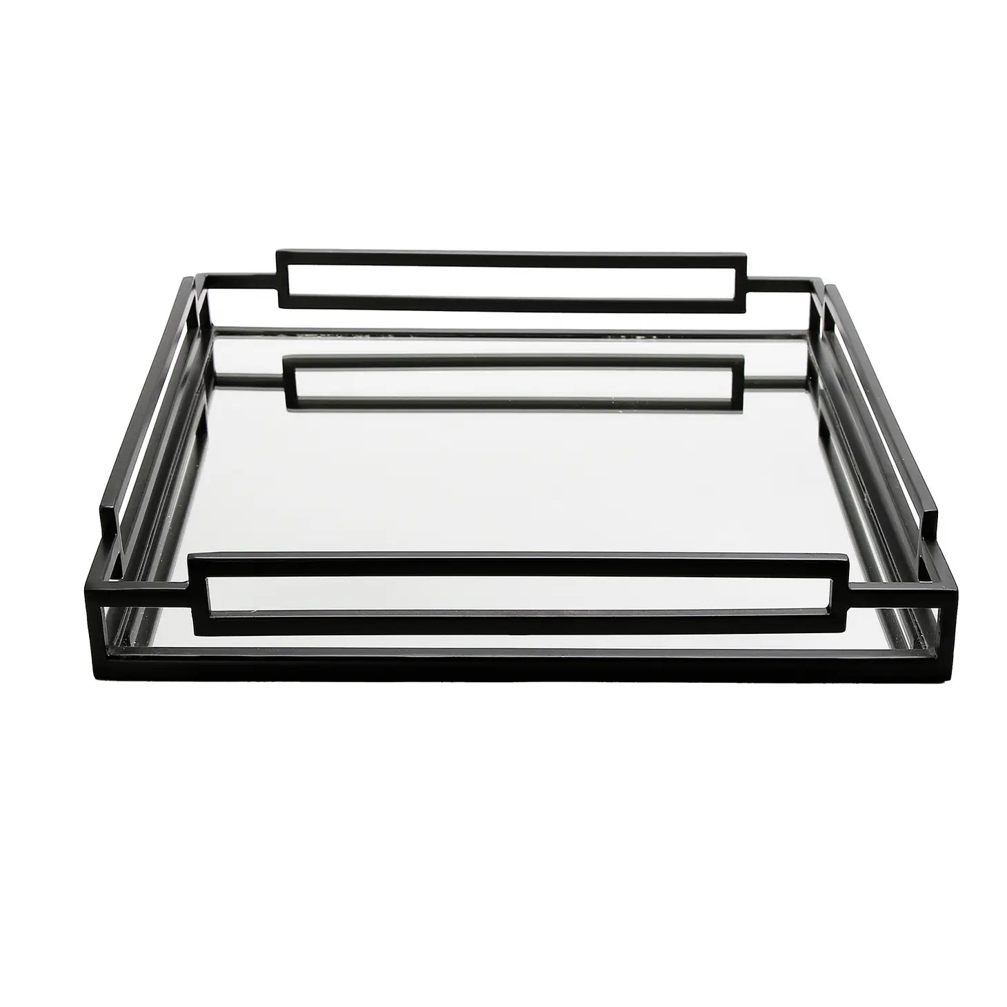 Square Mirror Tray w/ Rectangular Handles (2 Colors) DarlingDiamondDecor