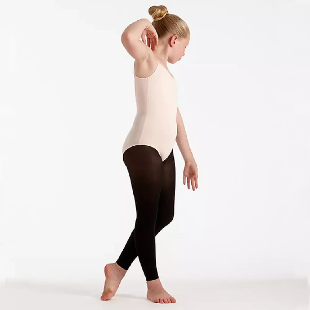 Kids Black Footless Dance Tights Silky Dance