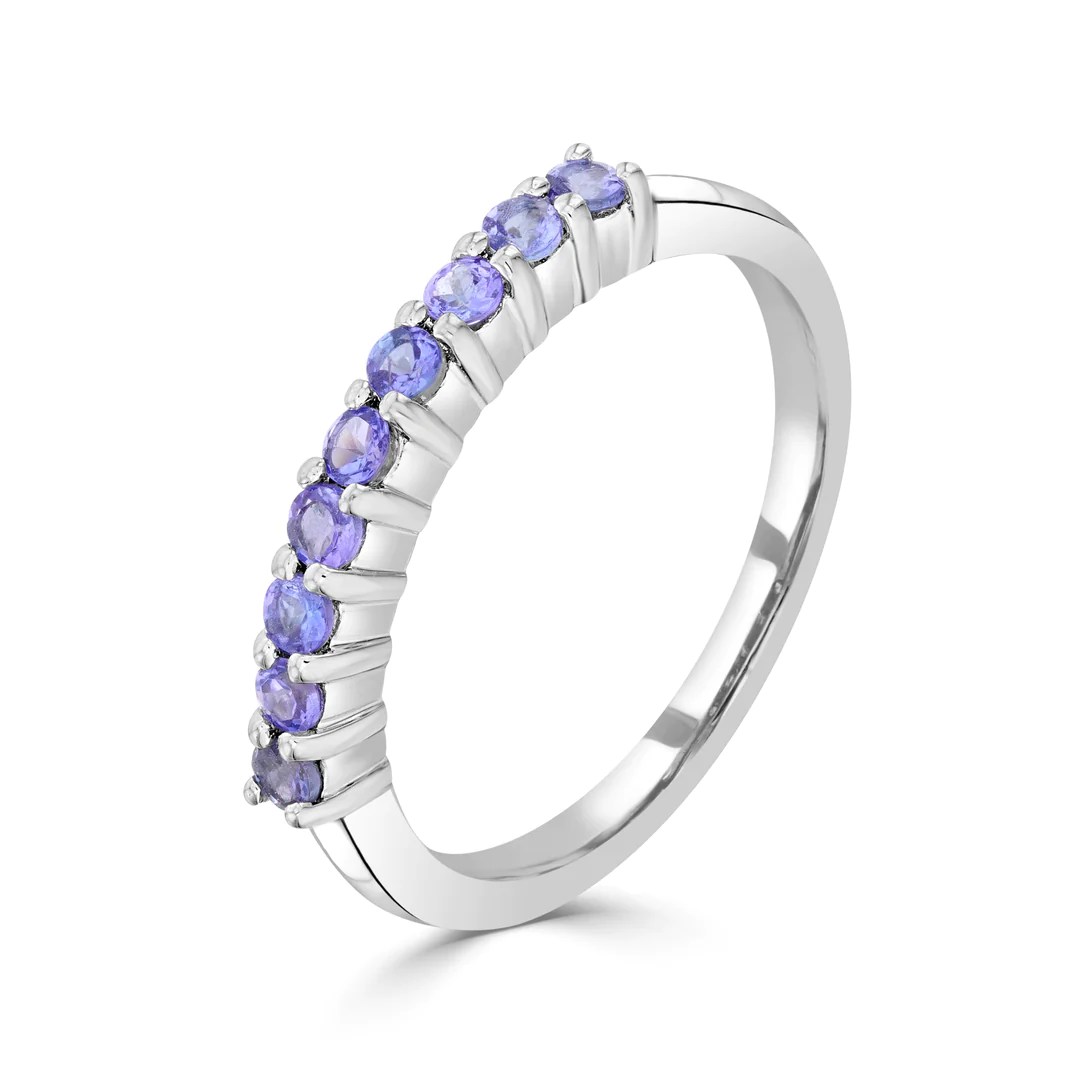 Tanzanite Eternity Ring 9ct White Gold