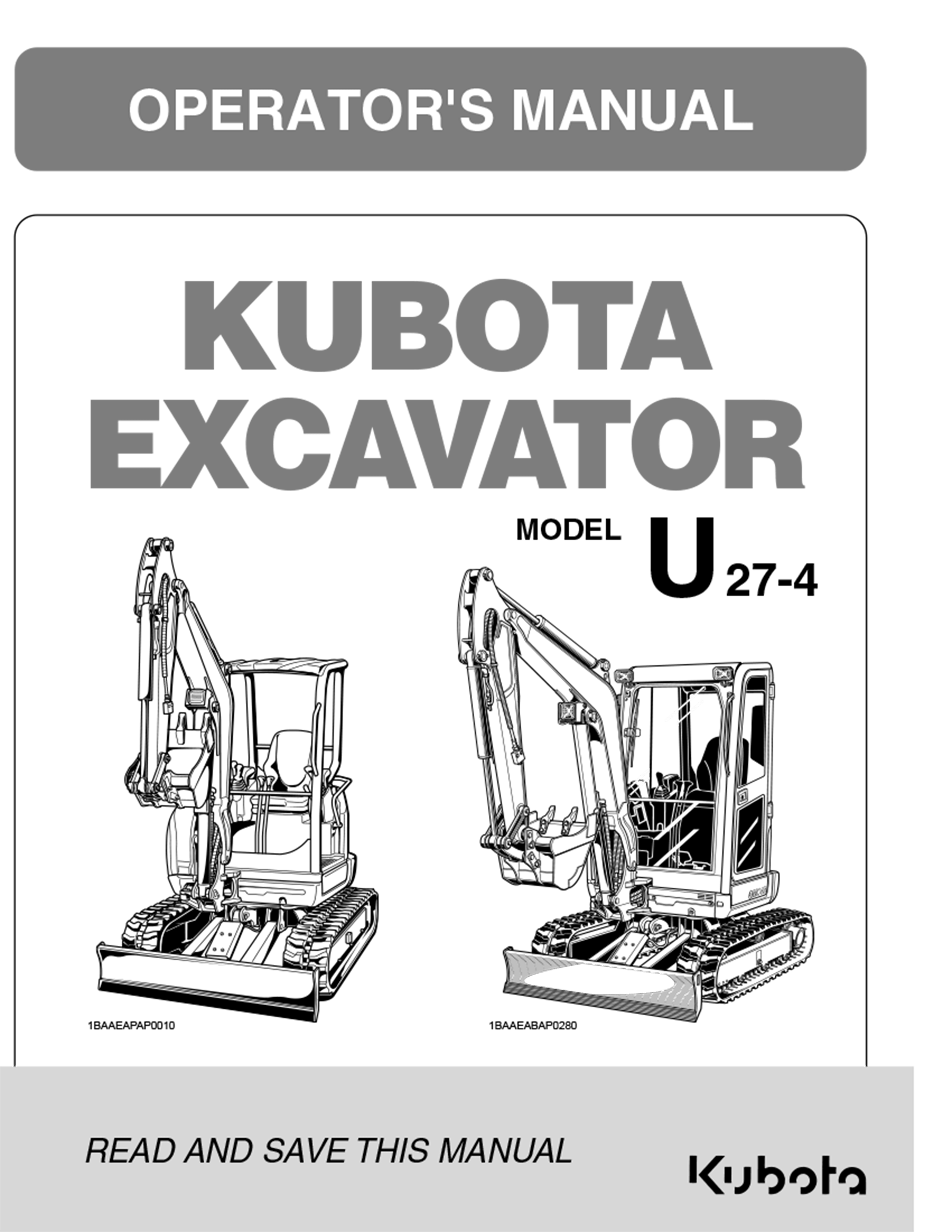 Kubota U274 Operator's Manual