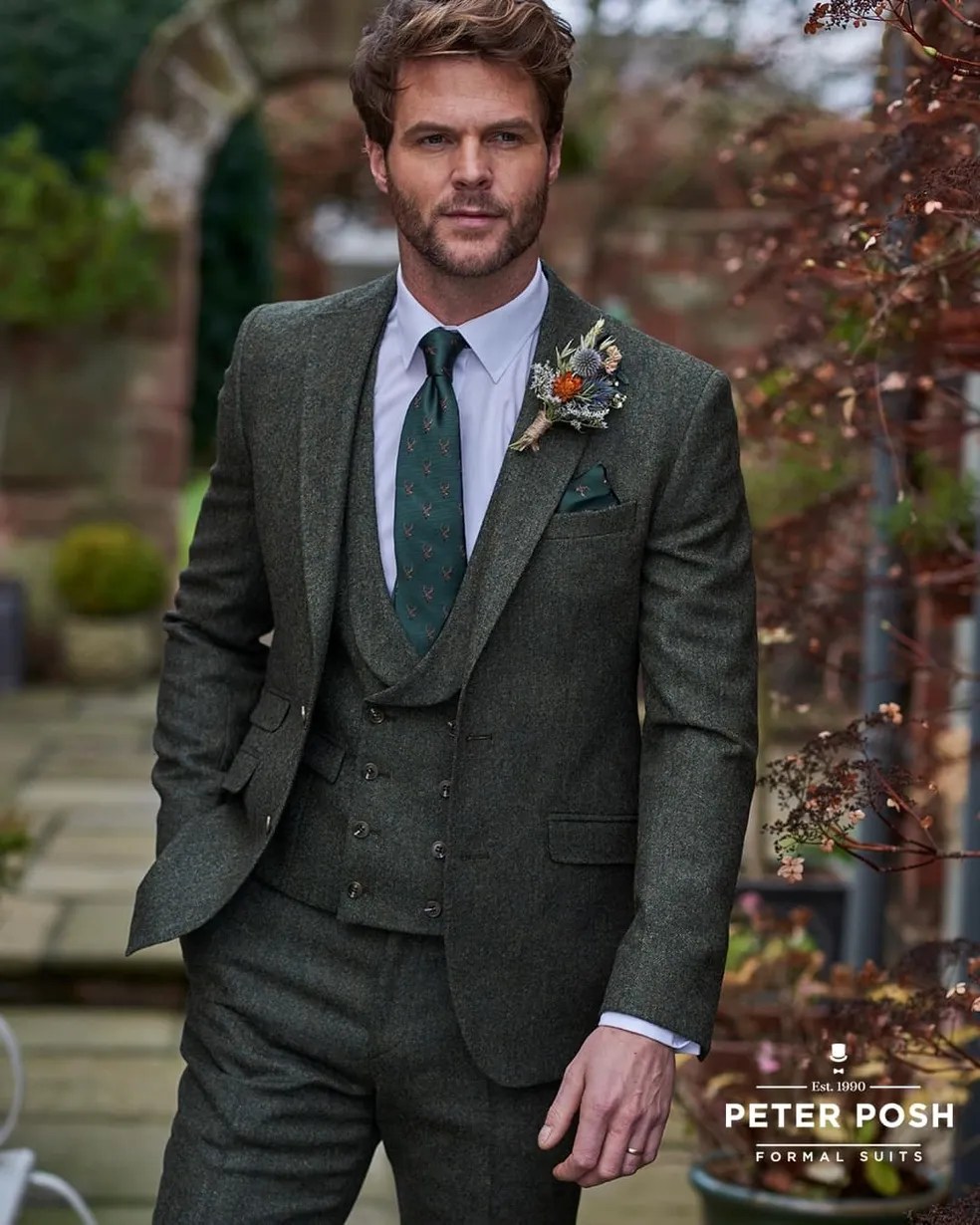 Appleton Mens Suit (Hire) green tweed Weddingbelles