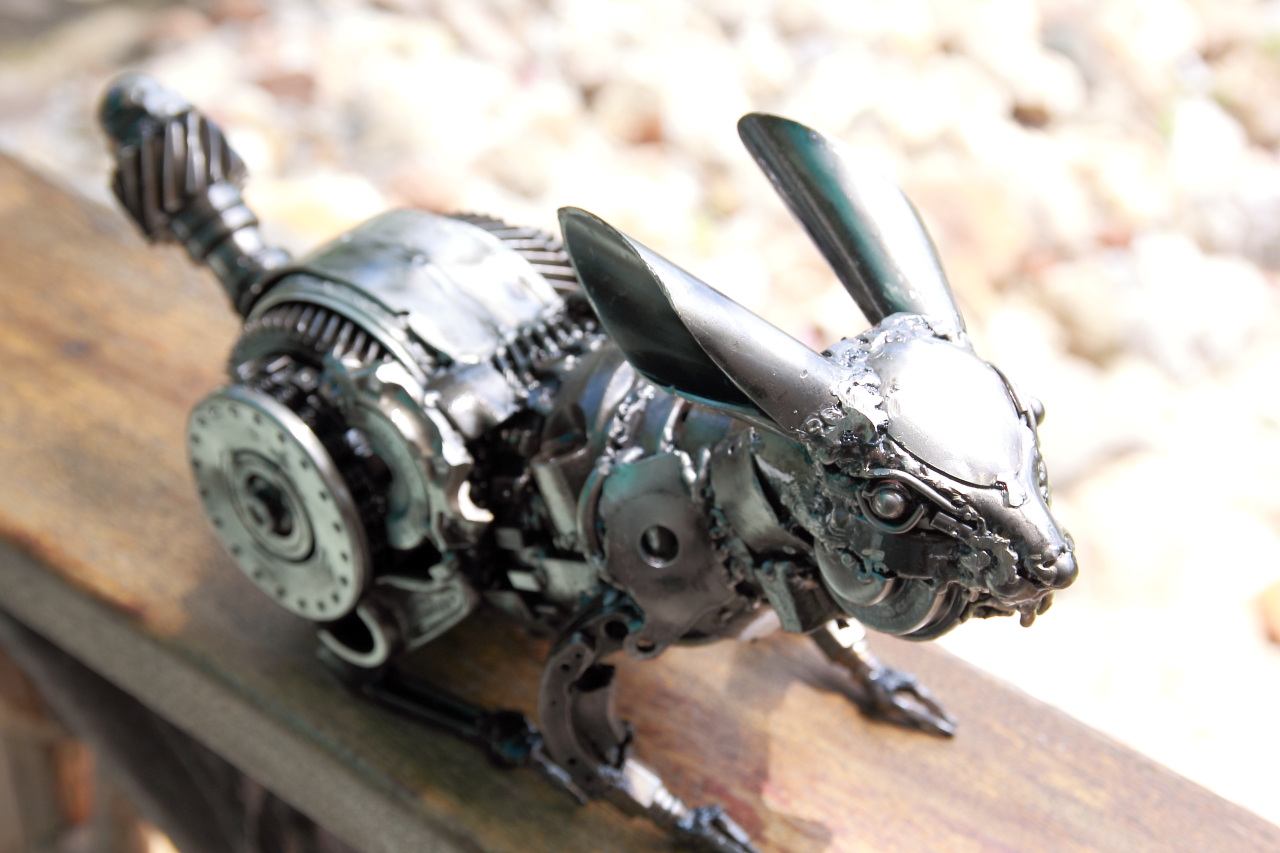 The rabbit steel sculpture metal artwork