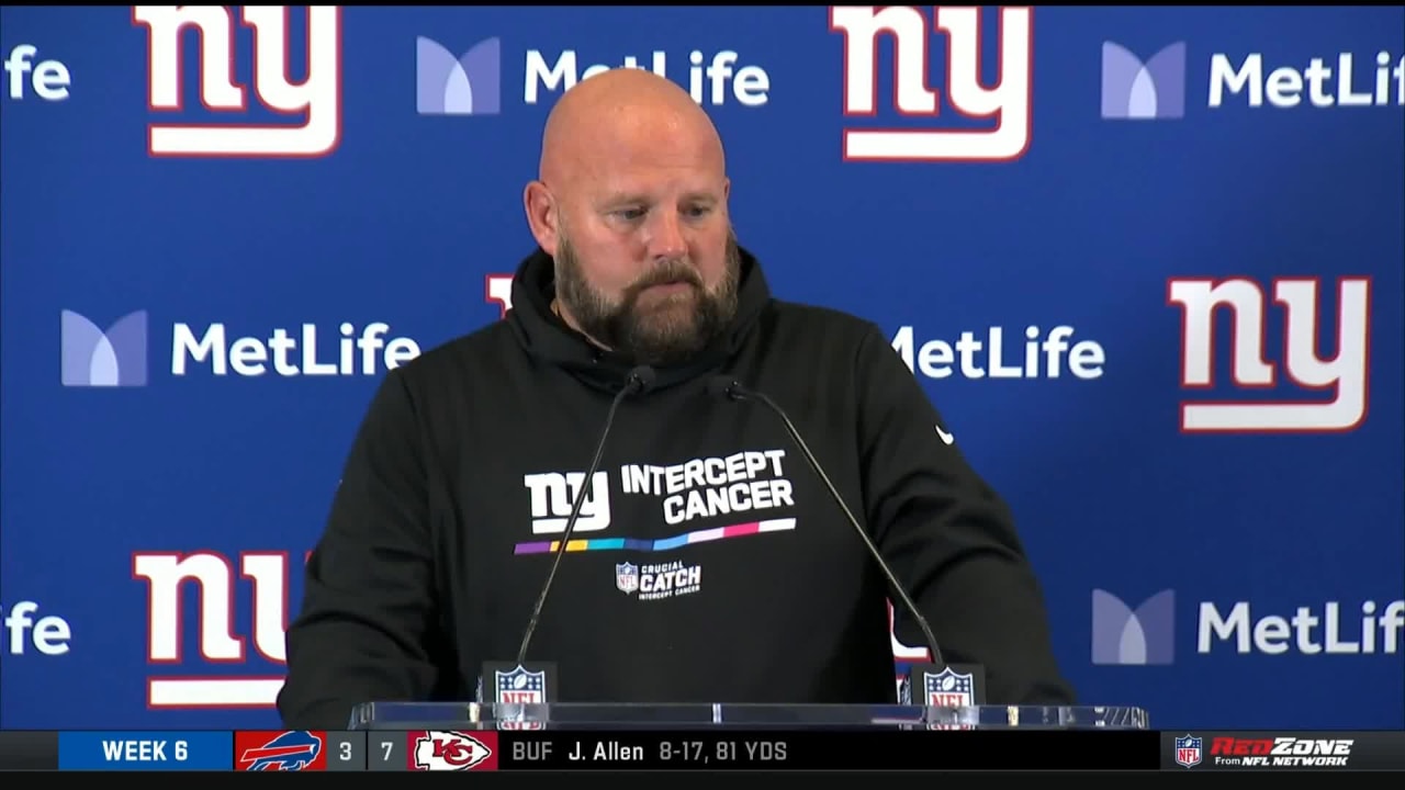New York Giants head coach Brian Daboll addresses the media following