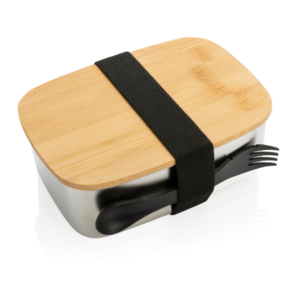 Stainless Steel Lunchbox with Bamboo Lid and Spork Allwag
