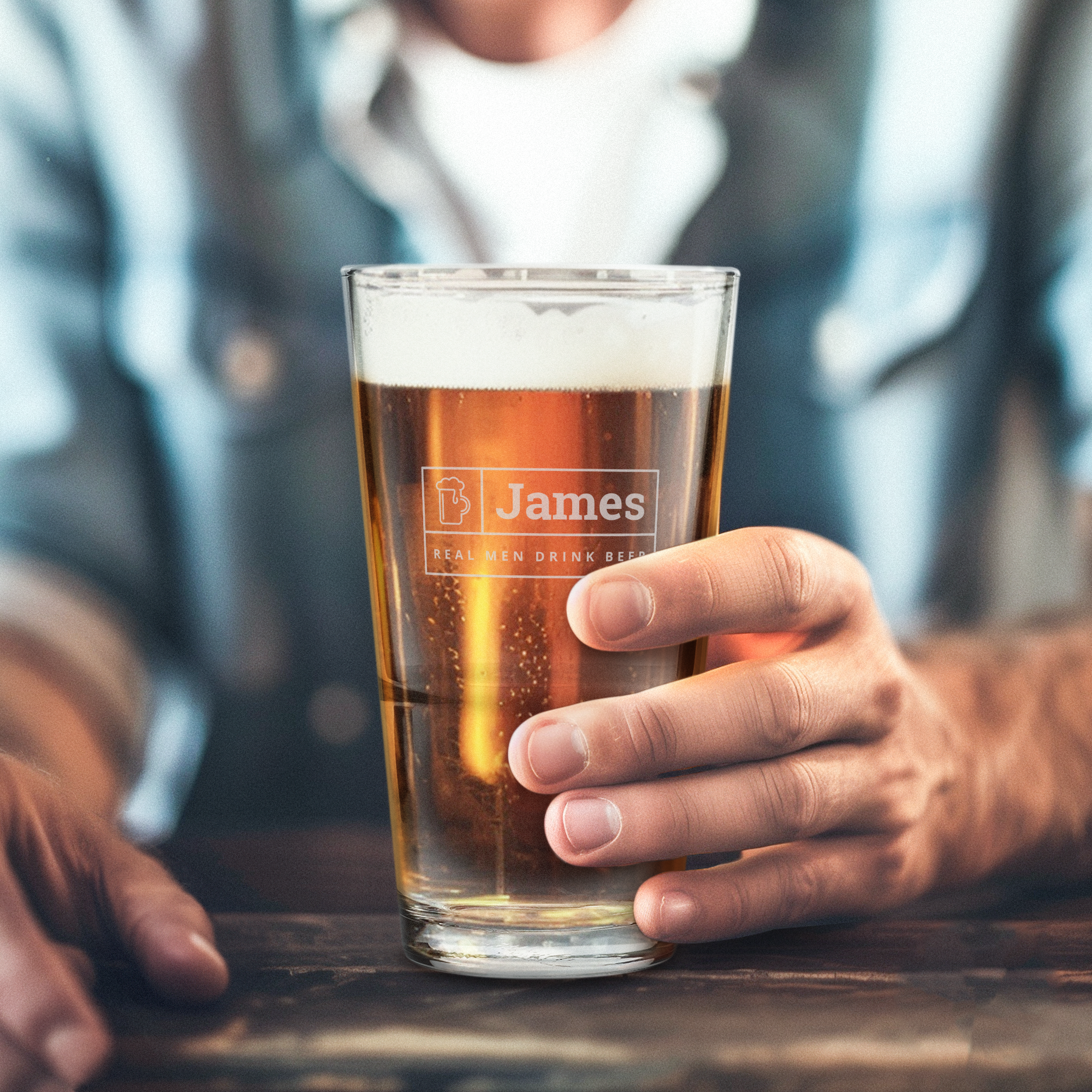 Pilsner ølglas med gravering – 4 stk