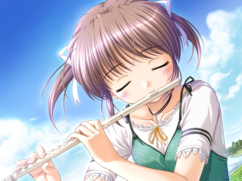 Anime Girl Playing Flute