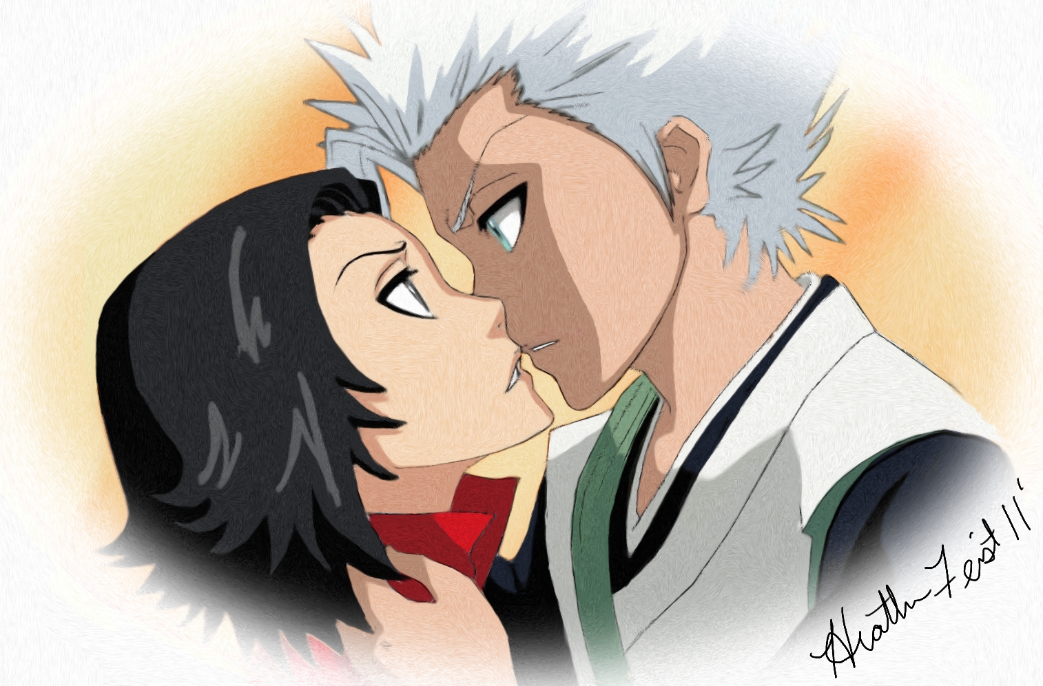Toshiro Hitsugaya And Karin Kurosaki Kiss