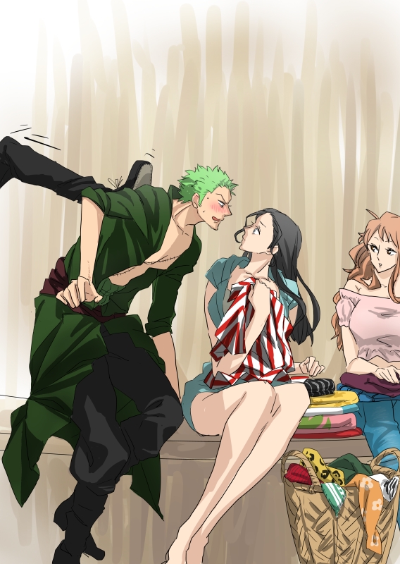 zoro x robin + nami Animasi, Pasangan animasi, Gambar