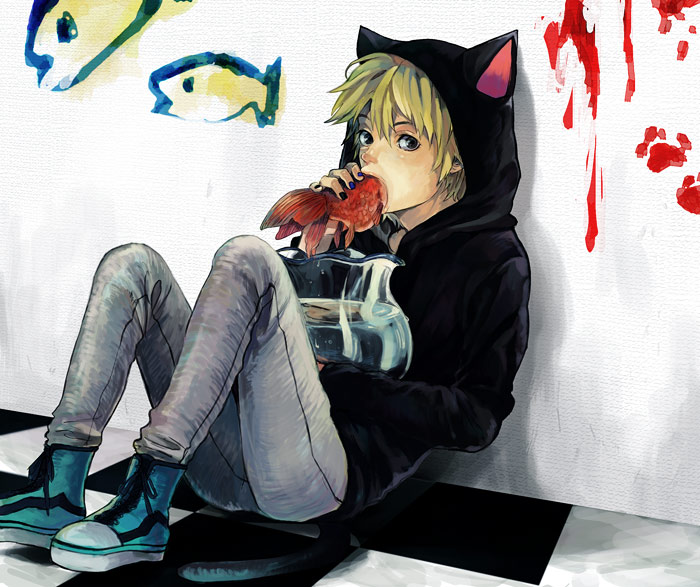 anime boy with cat hoodie