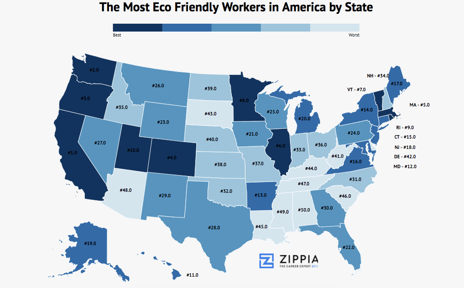 The Most EcoFriendly Workers by State Zippia