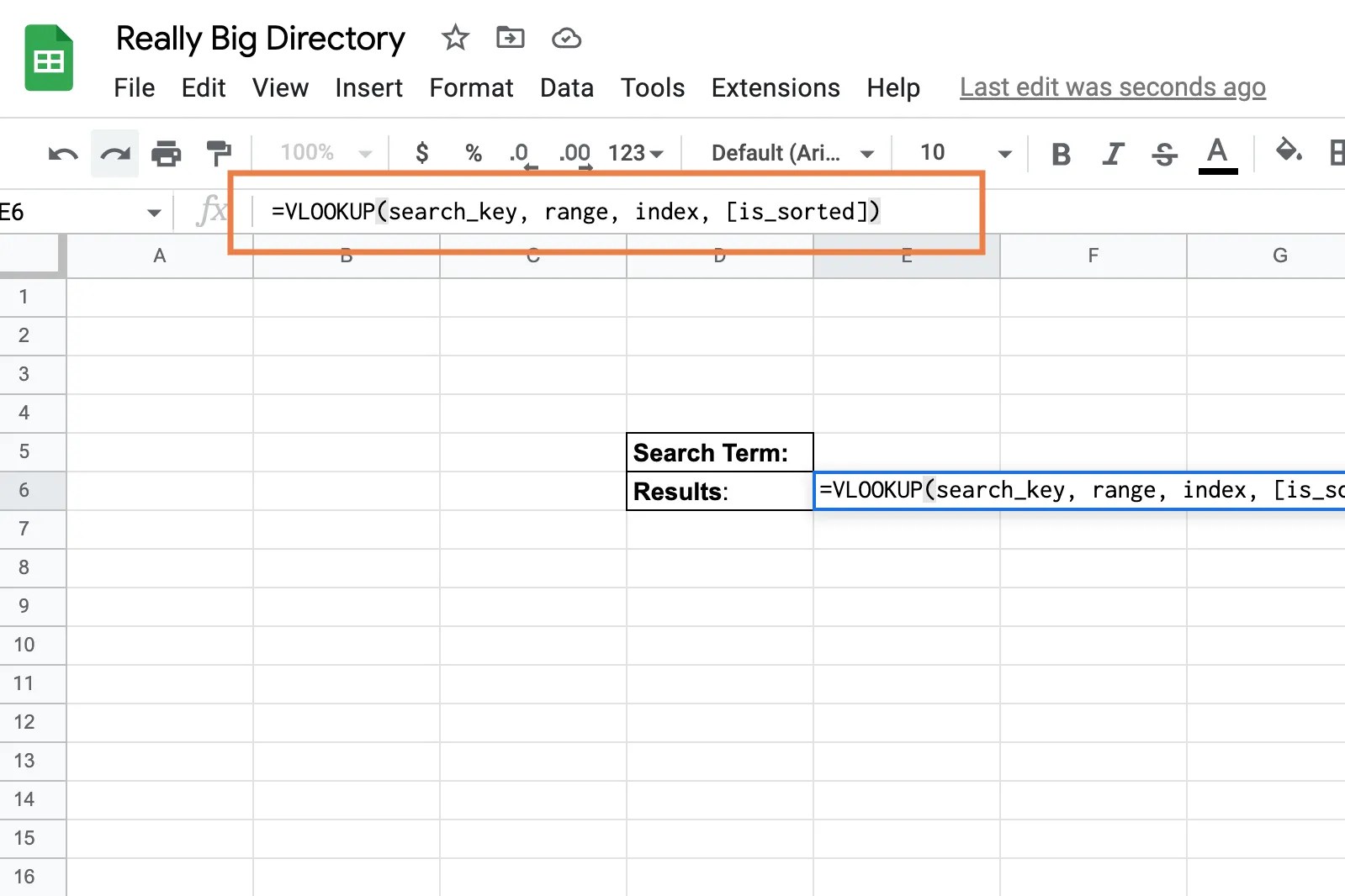 Inserting VLOOKUP Function in Google Sheets.