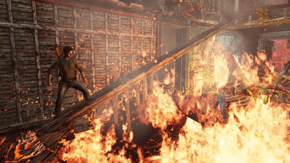 Uncharted 3 Chateau House Fire Nathan Drake
