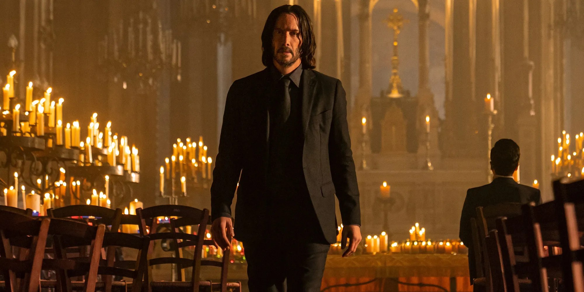 Keanu Reeves as John Wick Walking in a Church in John Wick Chapter 4