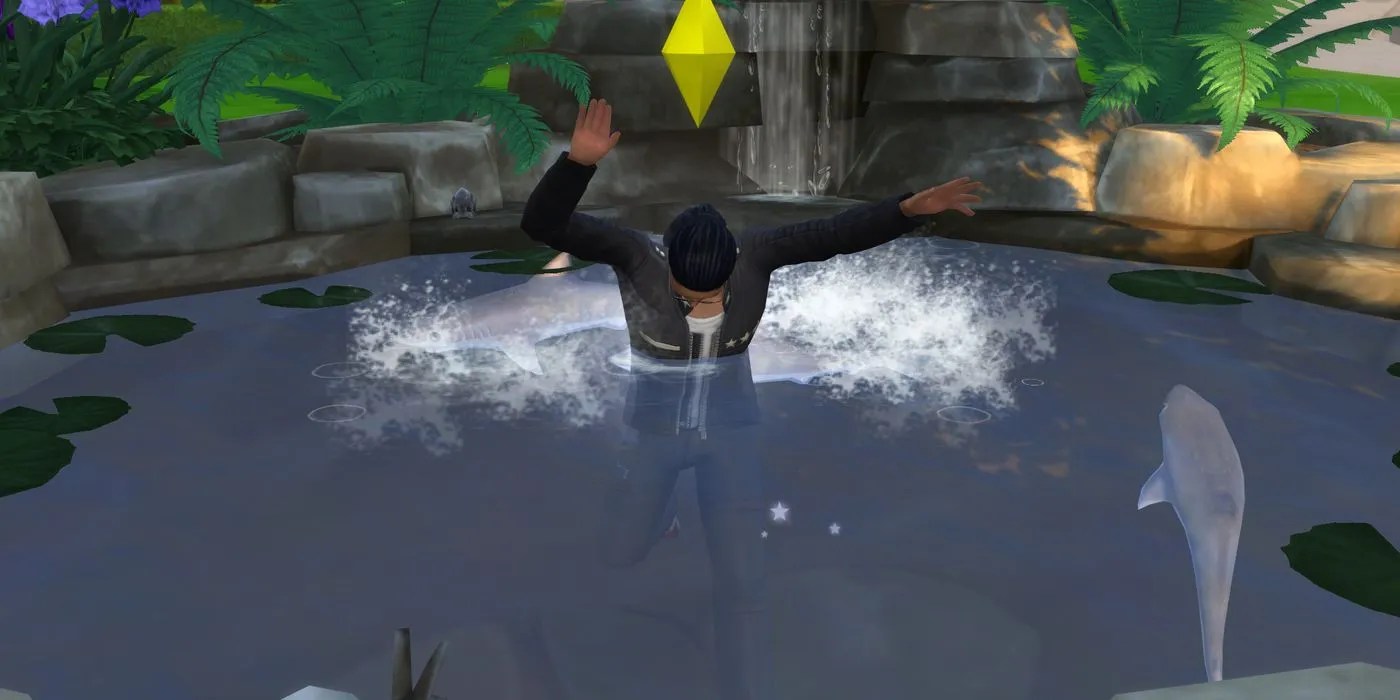 A sim drowning in the Sims 4