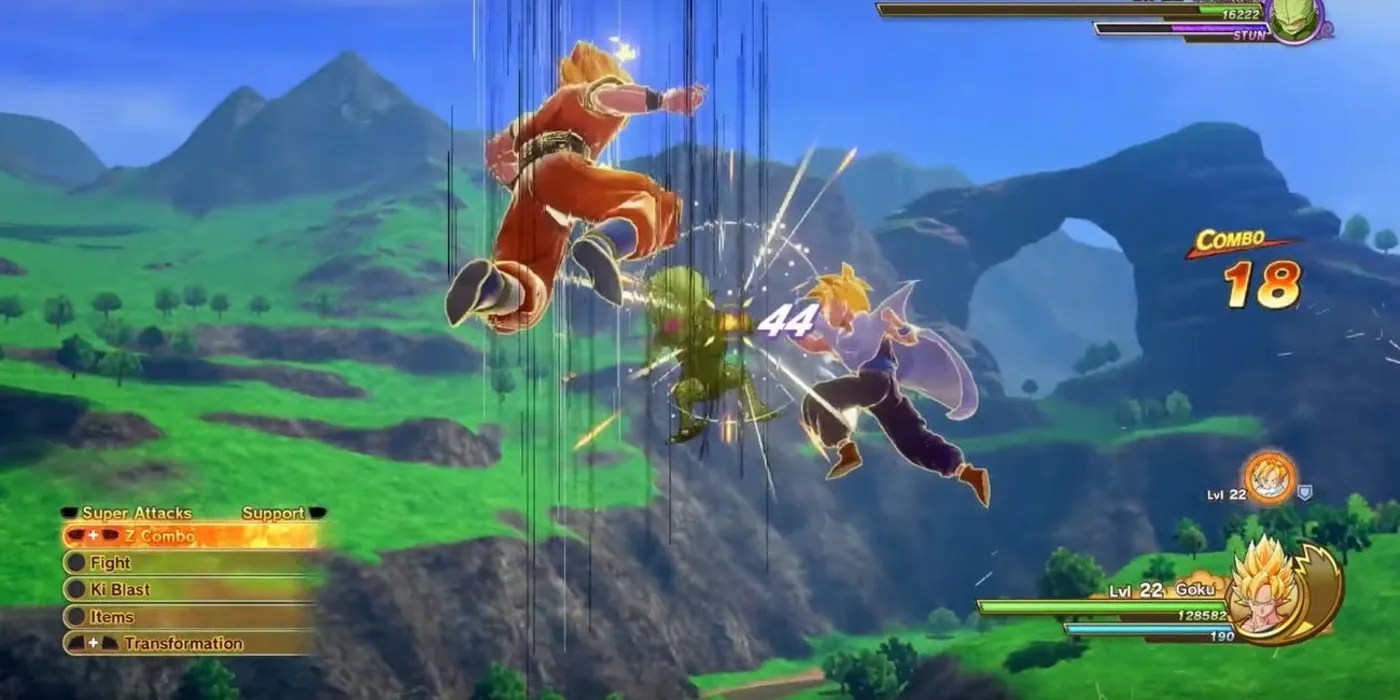 A fight in Dragon Ball Z: Kakarot