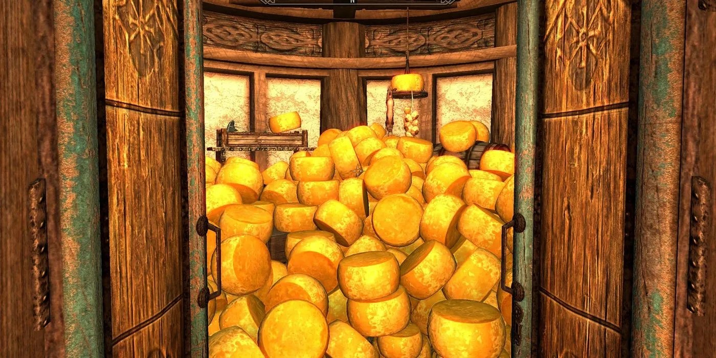 Skyrim Cheese Wheels Filling Up A Room