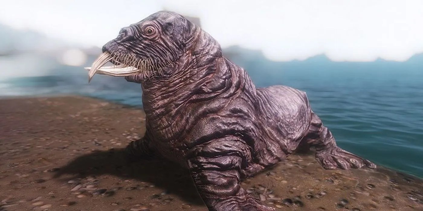 Skyrim Horker By The Water