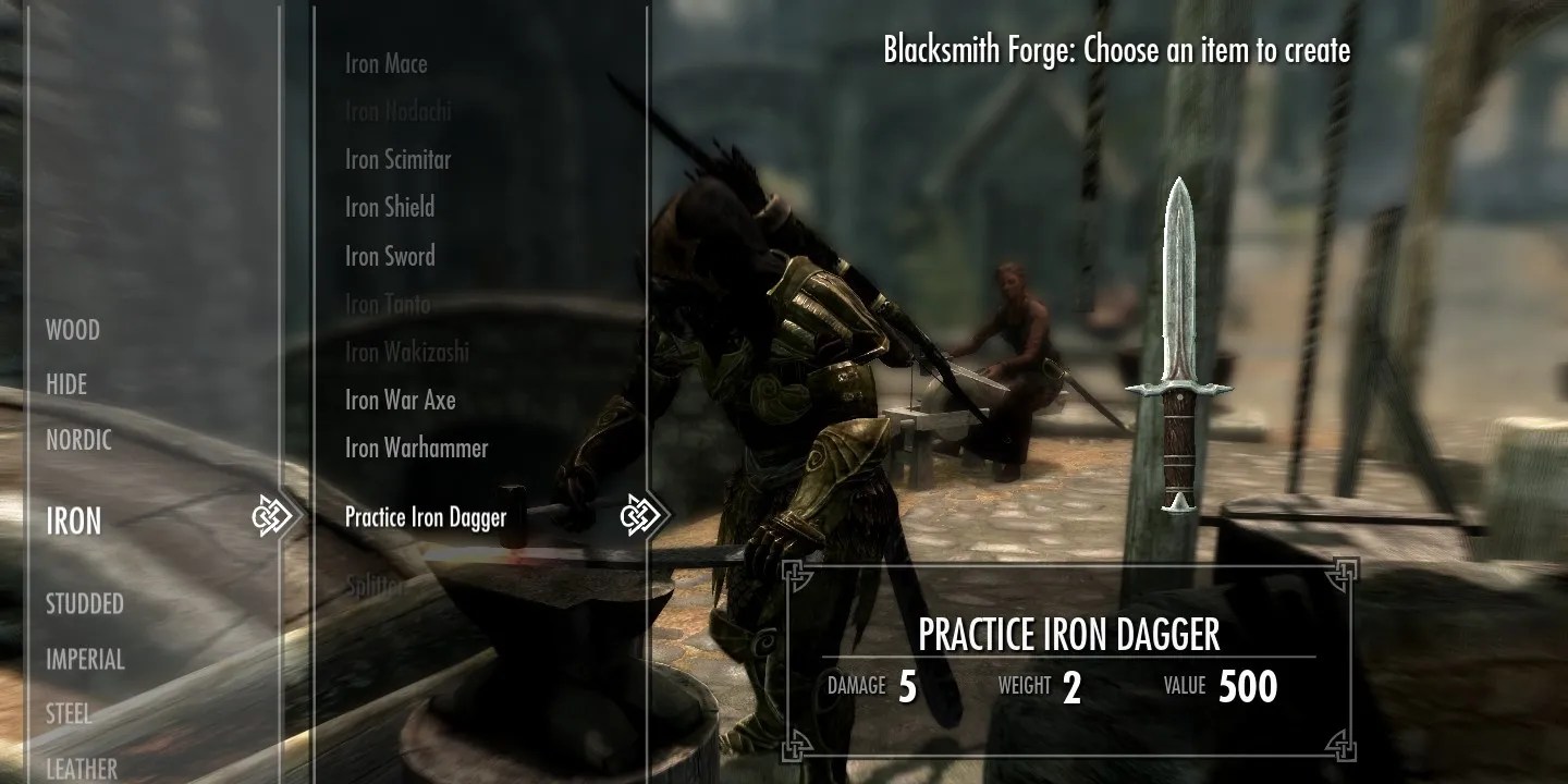 Skyrim Iron Dagger Smithing