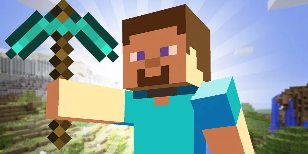 Steve holding a pickaxe