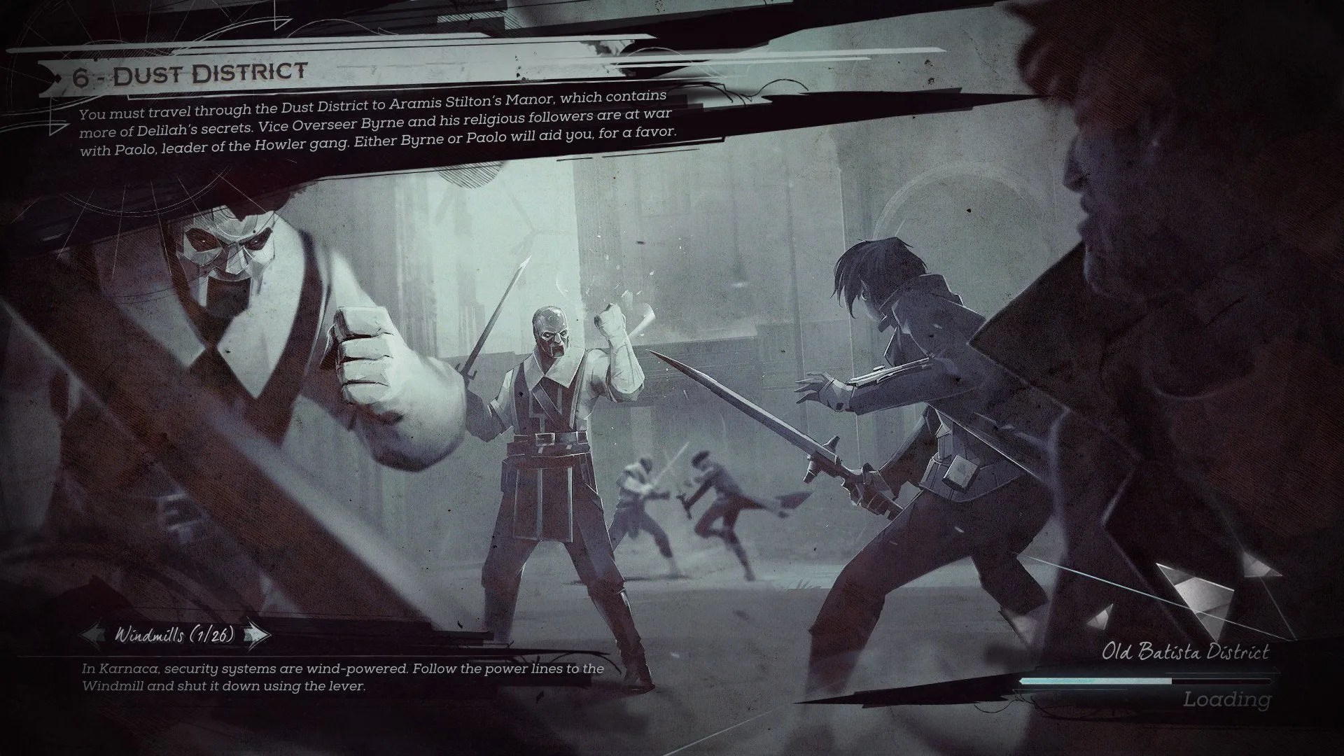 Dishonored gives story information on load screens