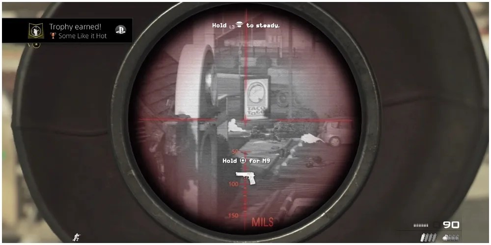 Looking through a thermal scope at enemies
